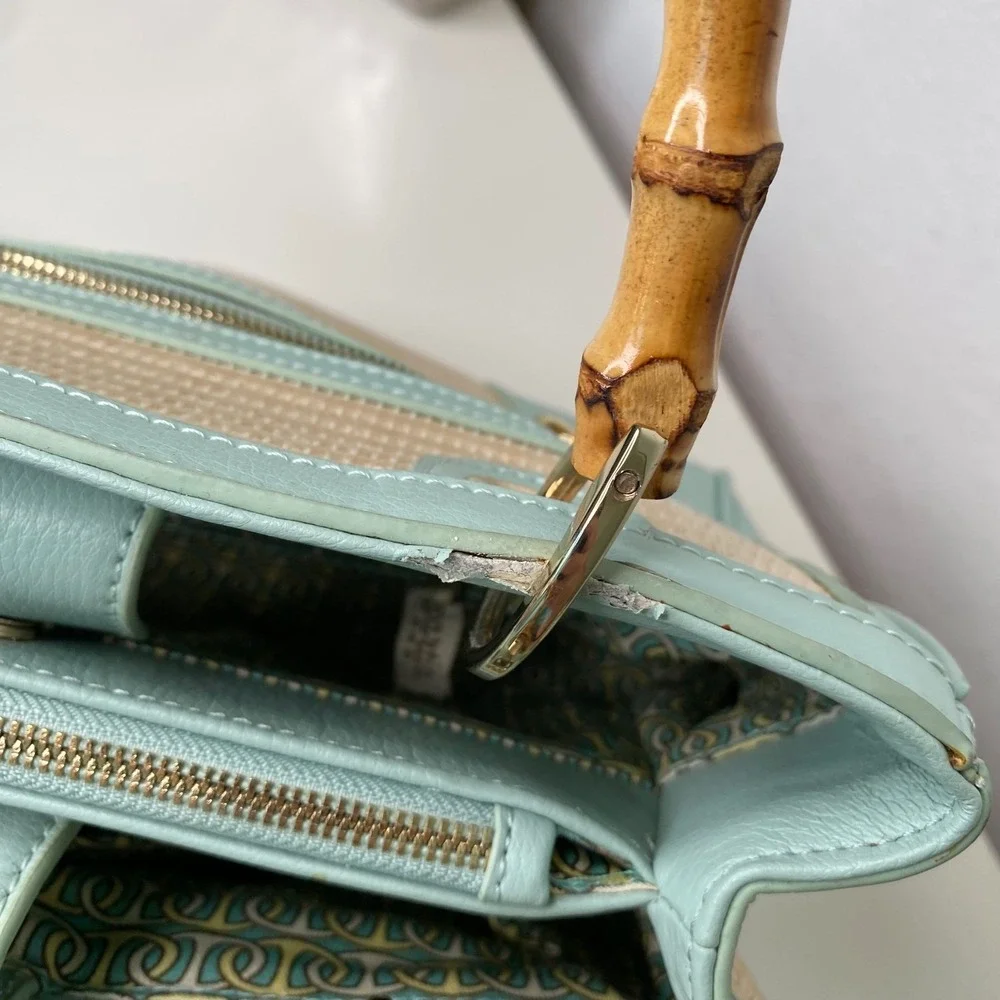 Spartina 449 Sea Salt‎ Bamboo Chic Satchel Bamboo Handle Crossbody Bag Coastal